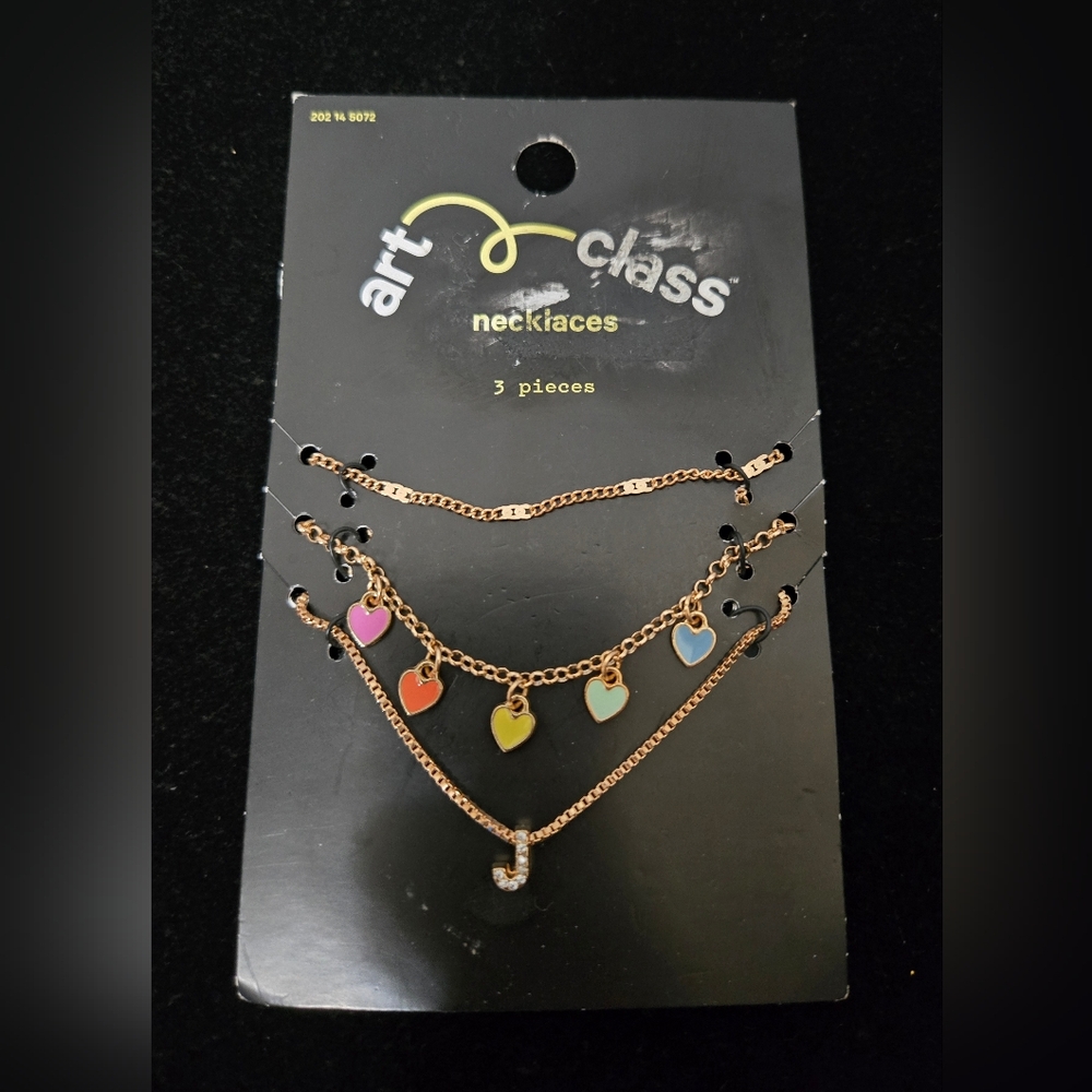 Goldtone Letter"J" & Heart Charms 3 Necklace Set, New With Tags